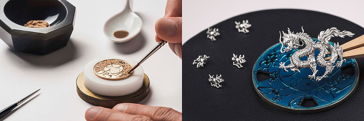 江詩丹頓透過精湛的手工雕刻出惟妙惟肖的靈動龍形，以及利用大明火琺瑯彩繪為錶盤賦予鮮明色彩