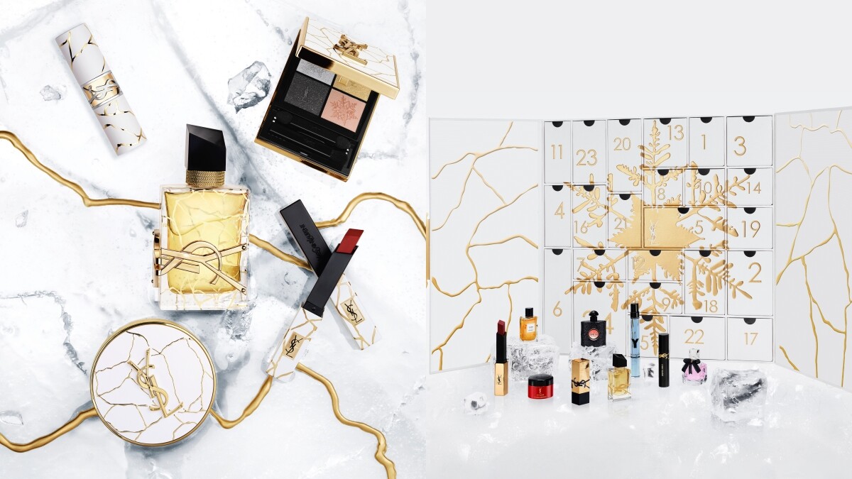 YSL 2023聖誕是絕美冽金大理石！雪花眼影、聖誕倒數月曆都是亮點