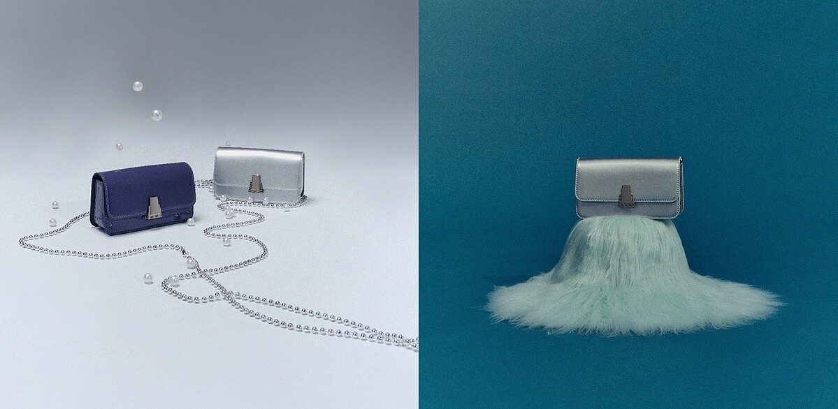 鏡盒日夜斜背包，NT$1,980；顏色：黑、白、藍、銀。