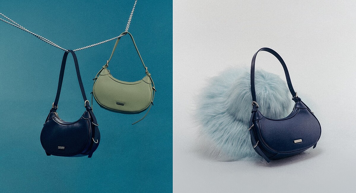 波浪夜塔肩背包，NT$1,980；顏色：黑、白、藍、灰、綠。