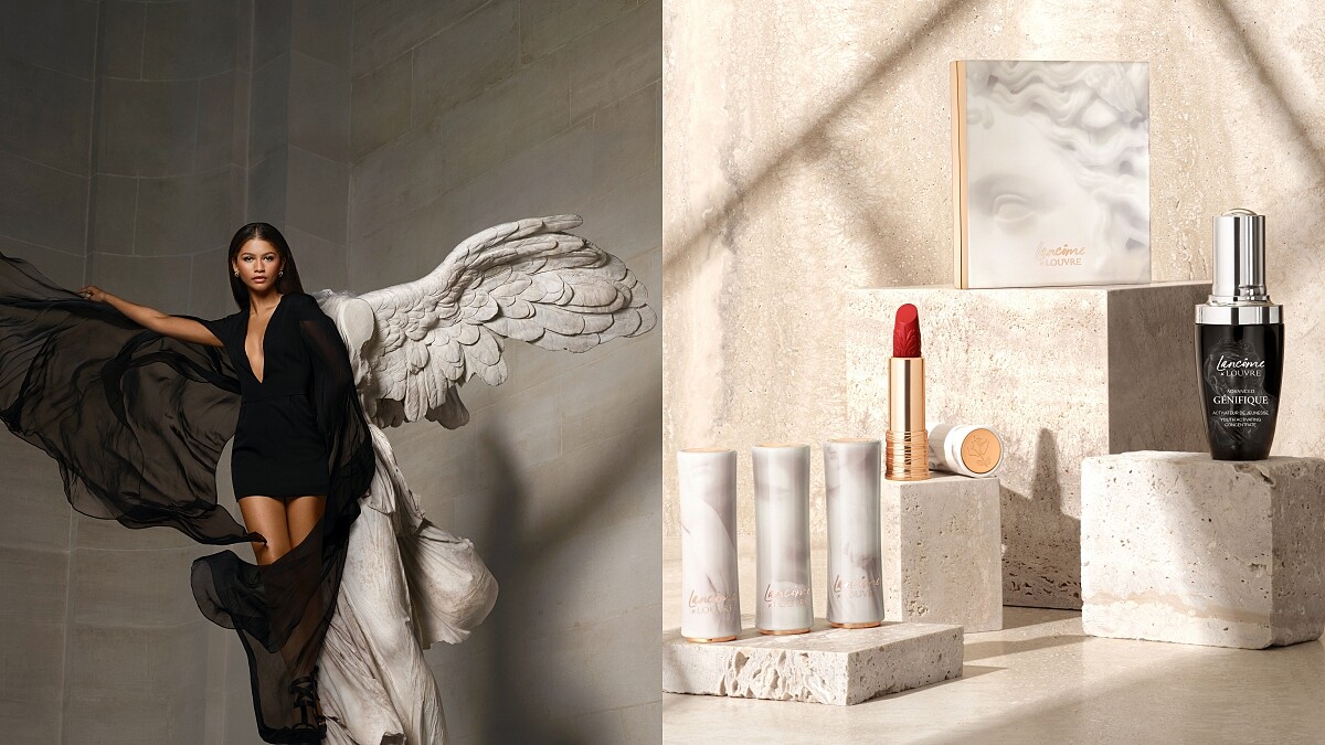 LANC&Ocirc;ME蘭蔻羅浮宮聯名系列主視覺與情境圖。