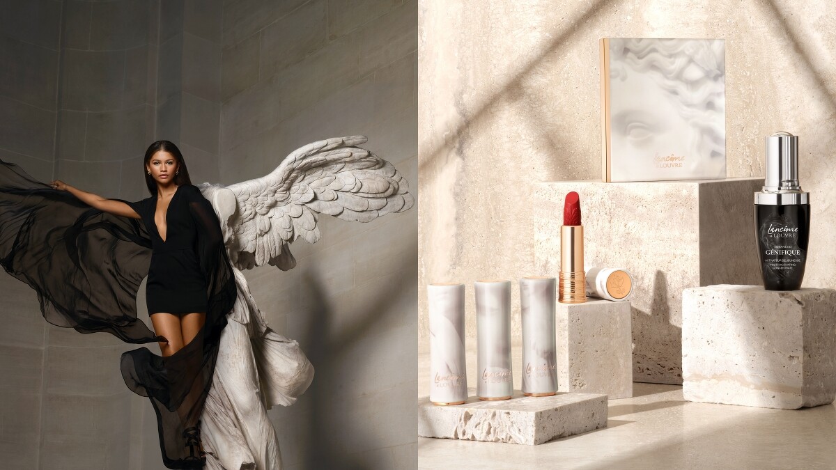 LANCÔME蘭蔻羅浮宮聯名系列主視覺與情境圖。