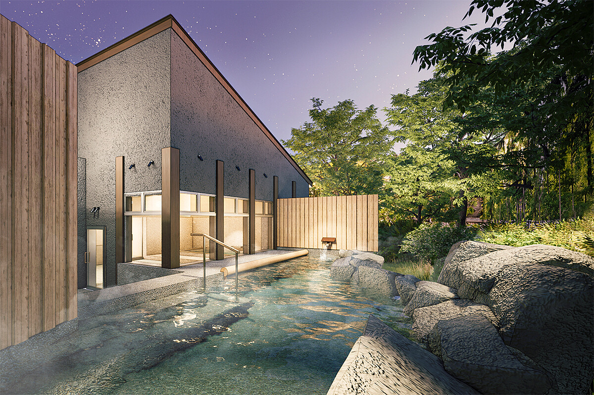 「界 秋保」使用岩石打造泡湯空間。