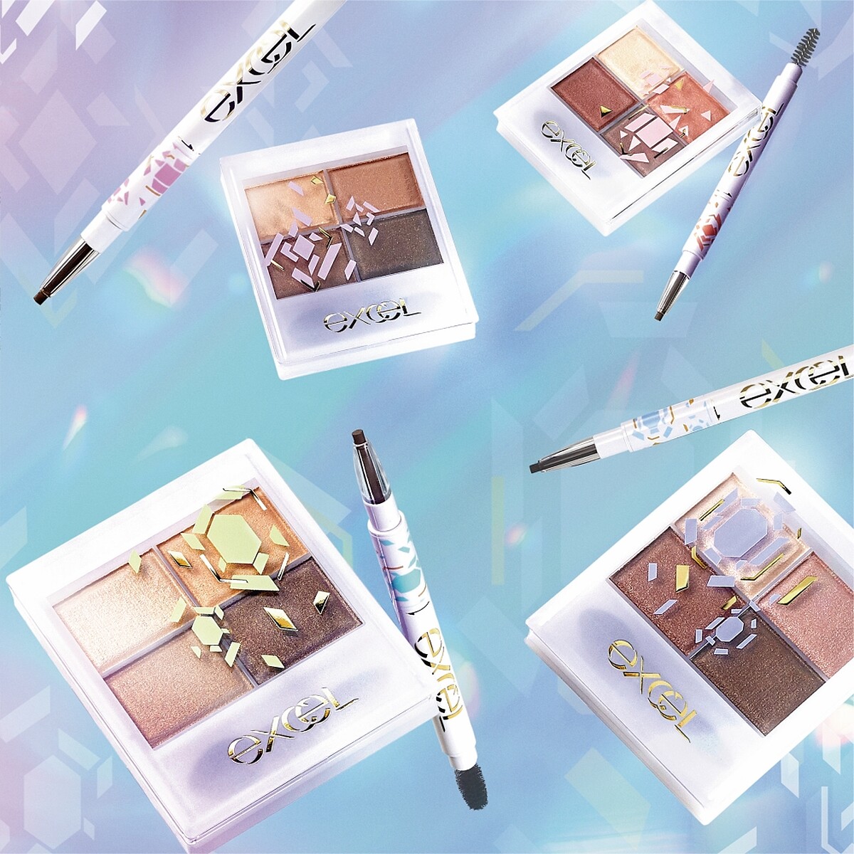 excel 2023年推出裸色深邃眼影與3合1持久造型眉筆的摩登騰彩限定版。