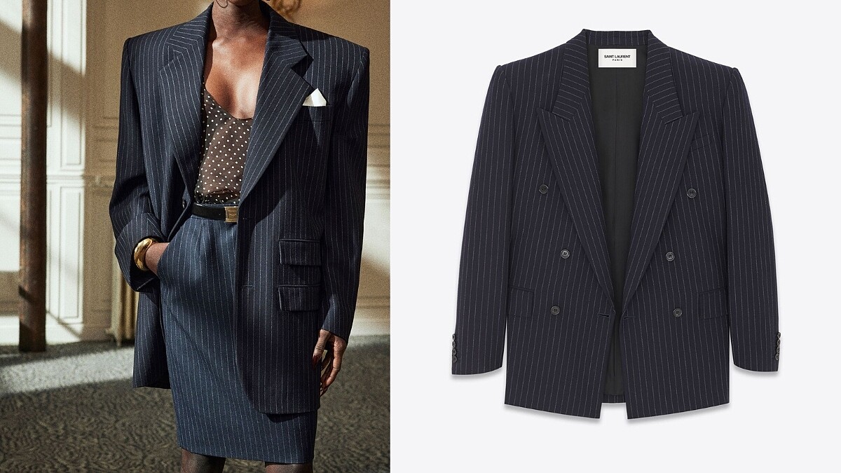 條紋羊毛法蘭絨寬身外套 NT.98,100