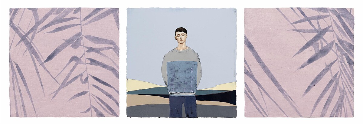 伊日藝術計劃 Yun CHEN陳雲. 候。在晨熹搖曳的片片葉影中等待Awaiting. In the Quivering Leaf Shadows of Dawn _Acrylic on canvas_30x90cm (30x30cm x 3pcs)_2022