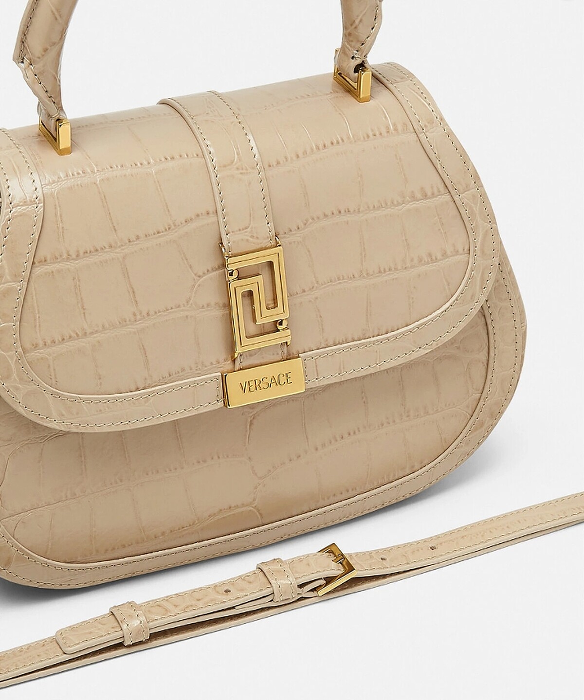 Versace Greca Goddess Top Handle鱷魚紋手提包,NT$94,500。