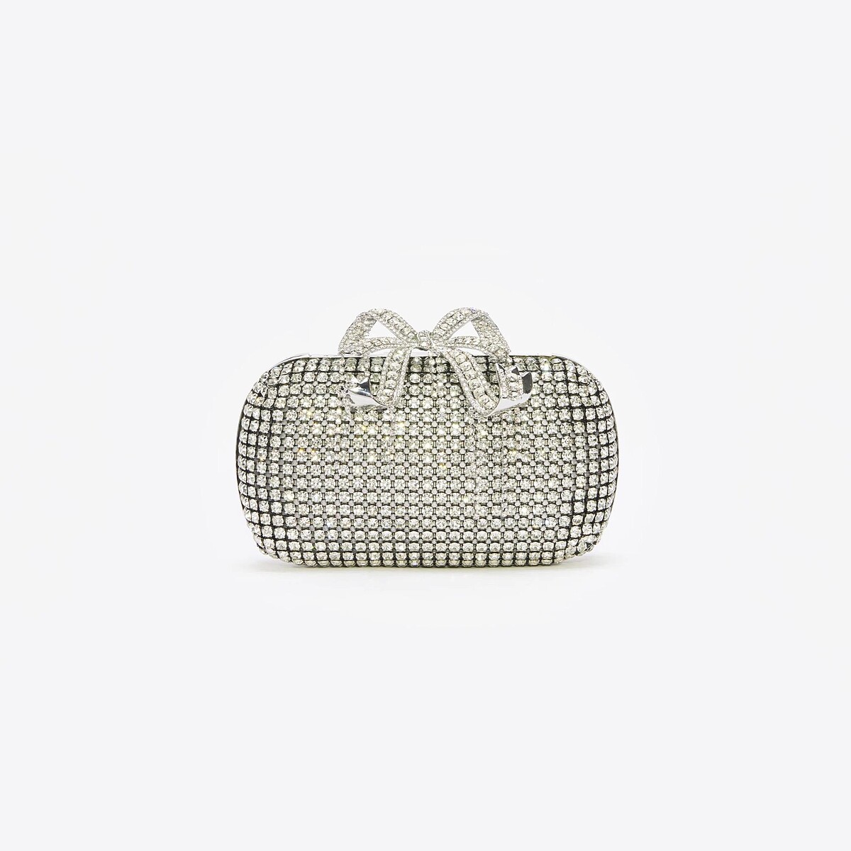 Self-Portrait銀色蝴蝶結手拿包。