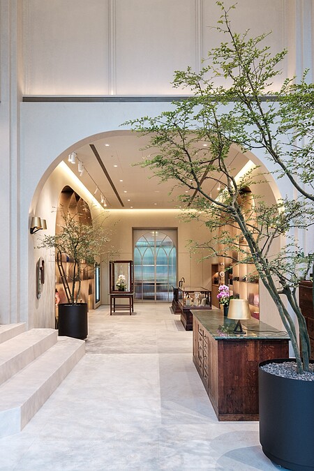 一樓的「Garden」接待櫃檯空間。