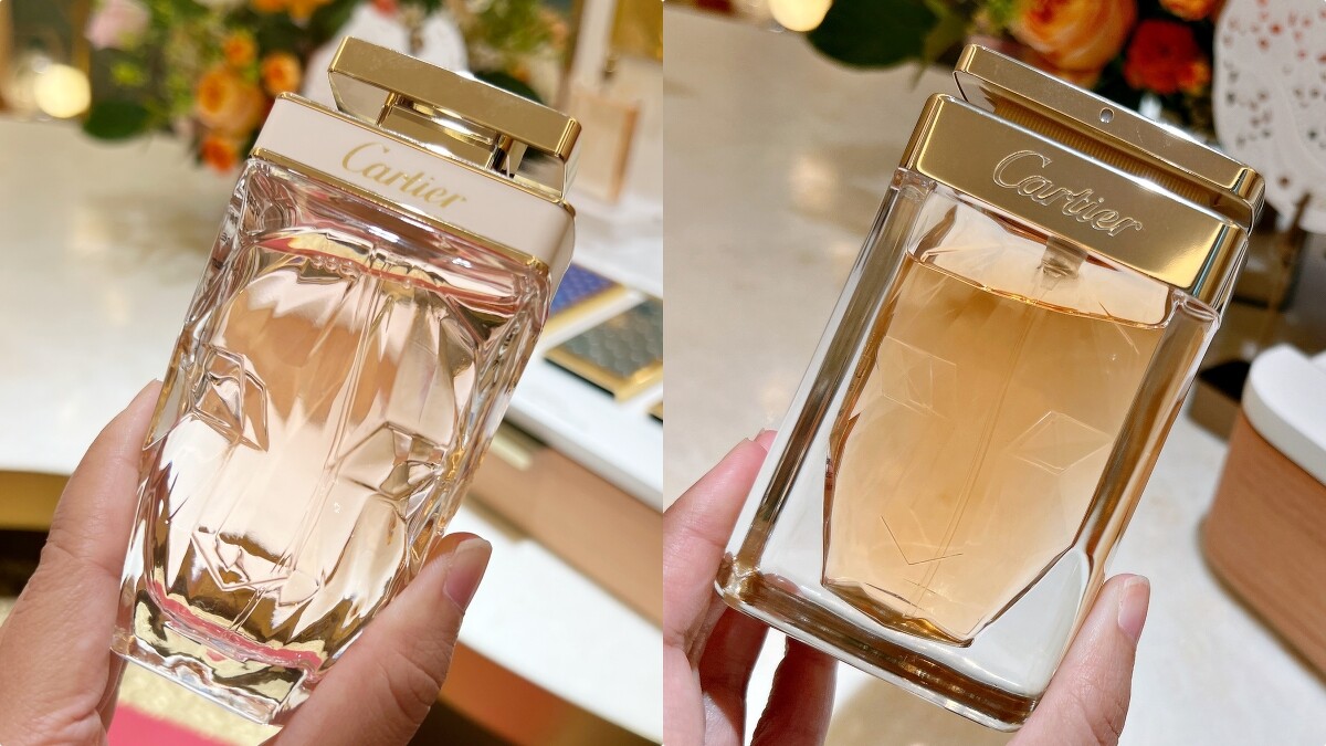 卡地亞La Panth&egrave;re美洲豹香水系列(左) 2014年瓶身、(右)2023年瓶身。