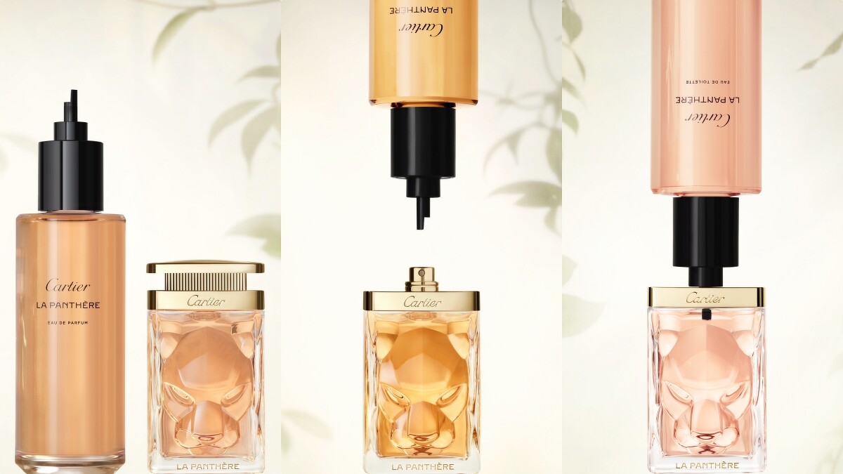 卡地亞La Panth&egrave;re美洲豹香水系列補充瓶，搭配可替換香水瓶，體現環保理念。