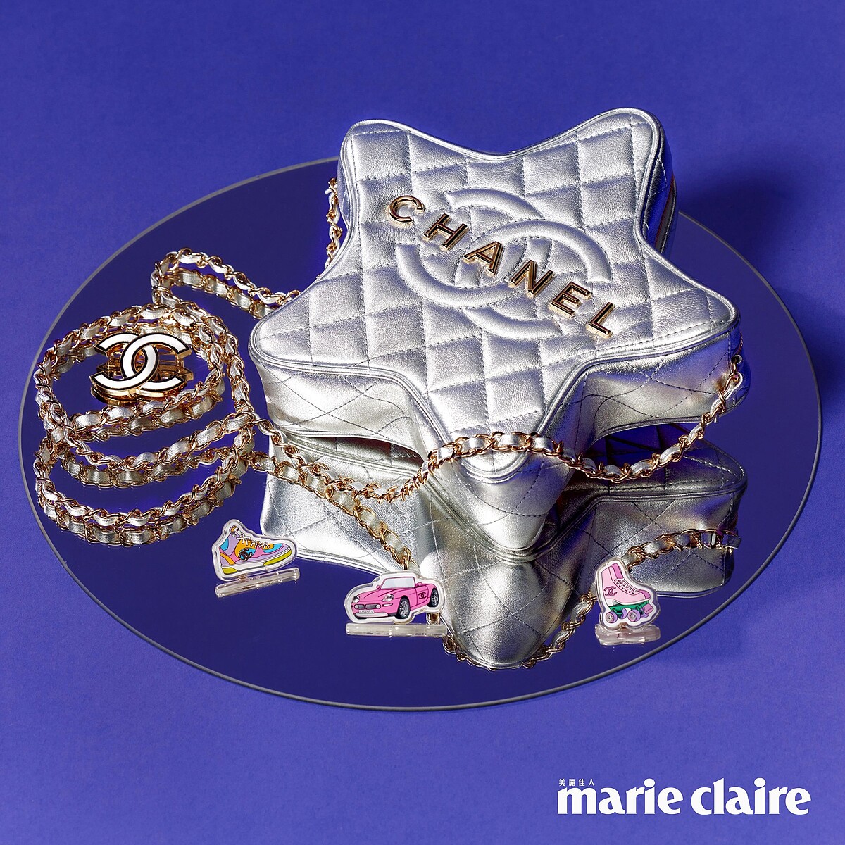 CHANEL 2023/24 Cruise 度假系列 銀色STAR HANDBAG