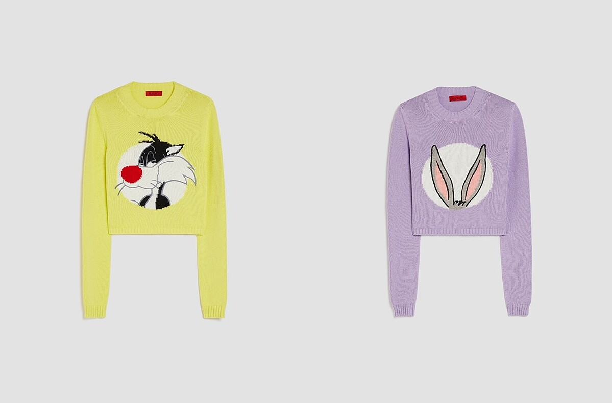 MAX&Co. 短版針織衫(檸檬糖果) NT$12,000、MAX&Co. 短版針織衫(丁香粉紫) NT$12,000。