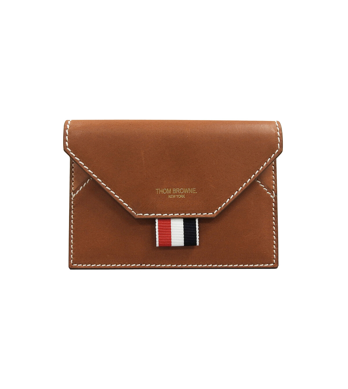 THOM BROWNE 焦糖色小牛皮信封式卡夾