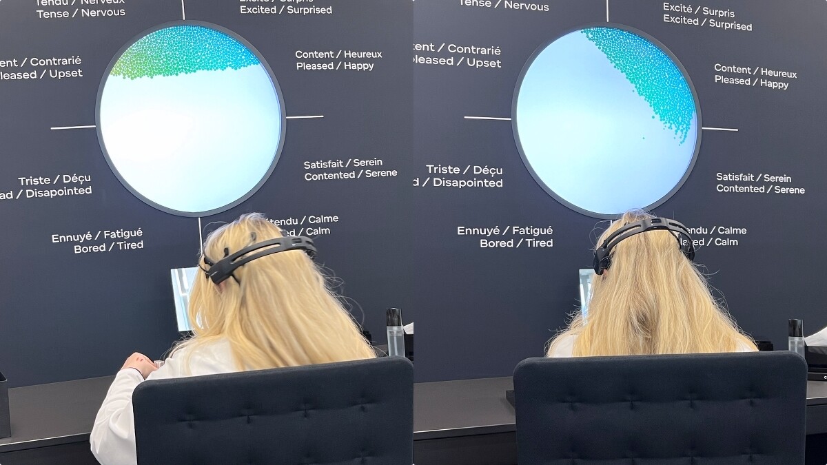 頭戴式機器偵測情緒改變的使用示範。