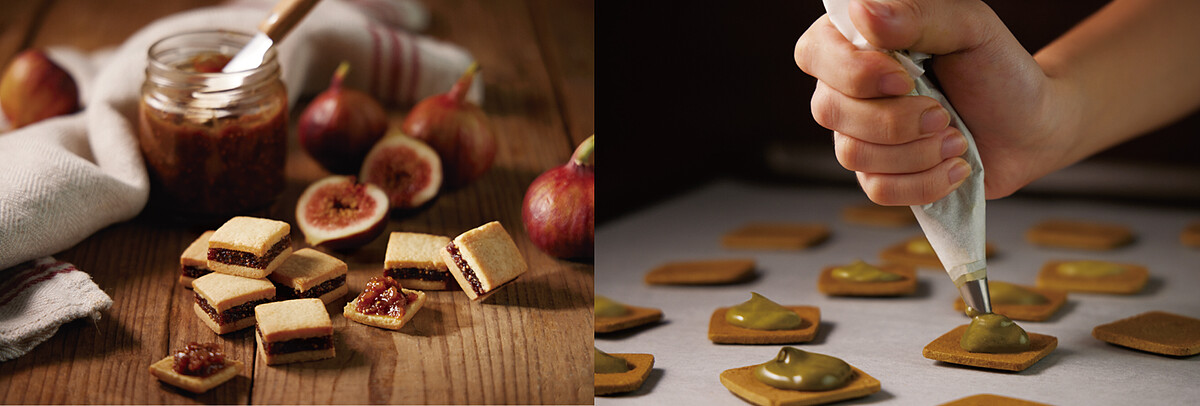 「無花果迷你酥」＆「茉莉茶香奶霜夾心」為Aunt Stella 詩特莉冬季禮盒限定口味。