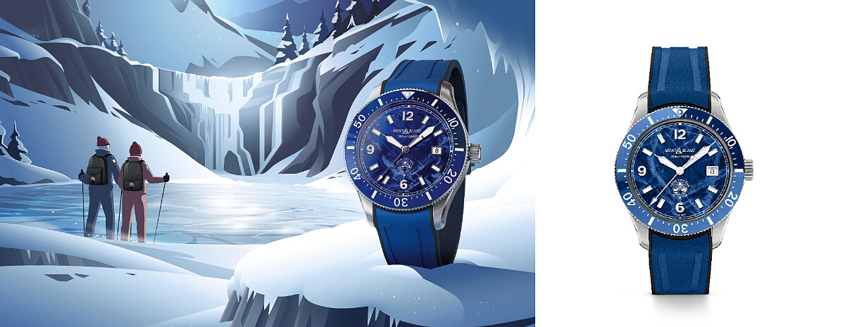 MONTBLANC 1858系列Iced Sea日期顯示自動腕錶，NT101,100。