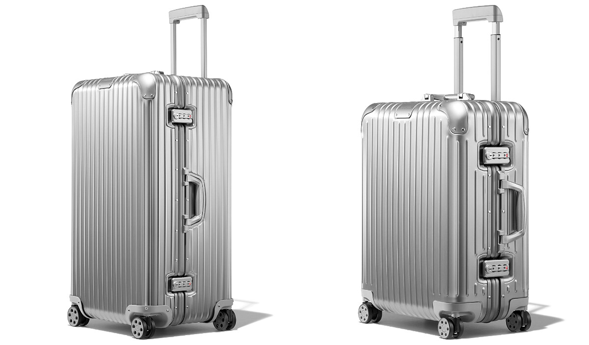 RIMOWA Original系列Trunk Plus Silver銀色行李箱，NT78,100；RIMOWA Original 系列Cabin Silver銀色行李箱，NT48,000。