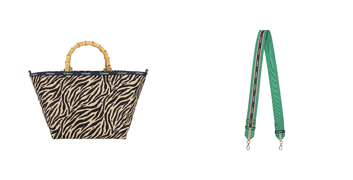 迷幻斑馬紋中型竹節托特包NT$8,000、迷幻斑馬紋50MM可拆式背帶NT$2,500