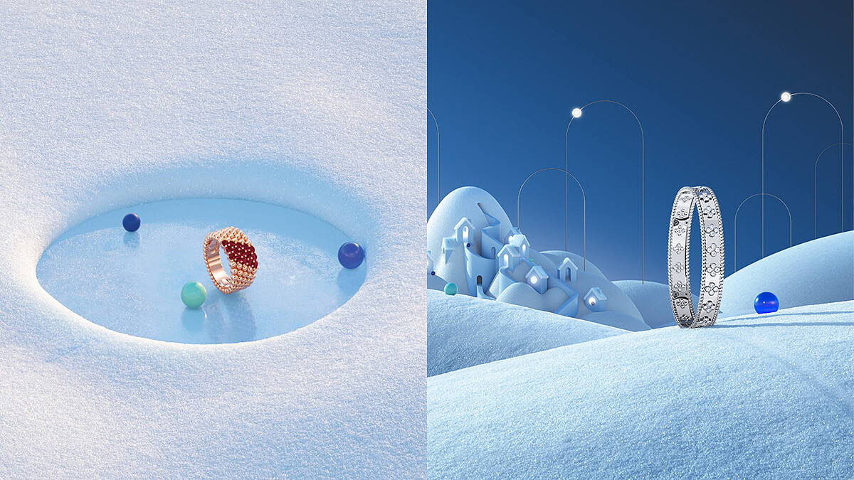 Van Cleef &amp; Arpel Perlée系列再度攜手法國藝術家Arthur Hoffner，打造金質圓珠瑰麗迷人的專屬冬日氛圍