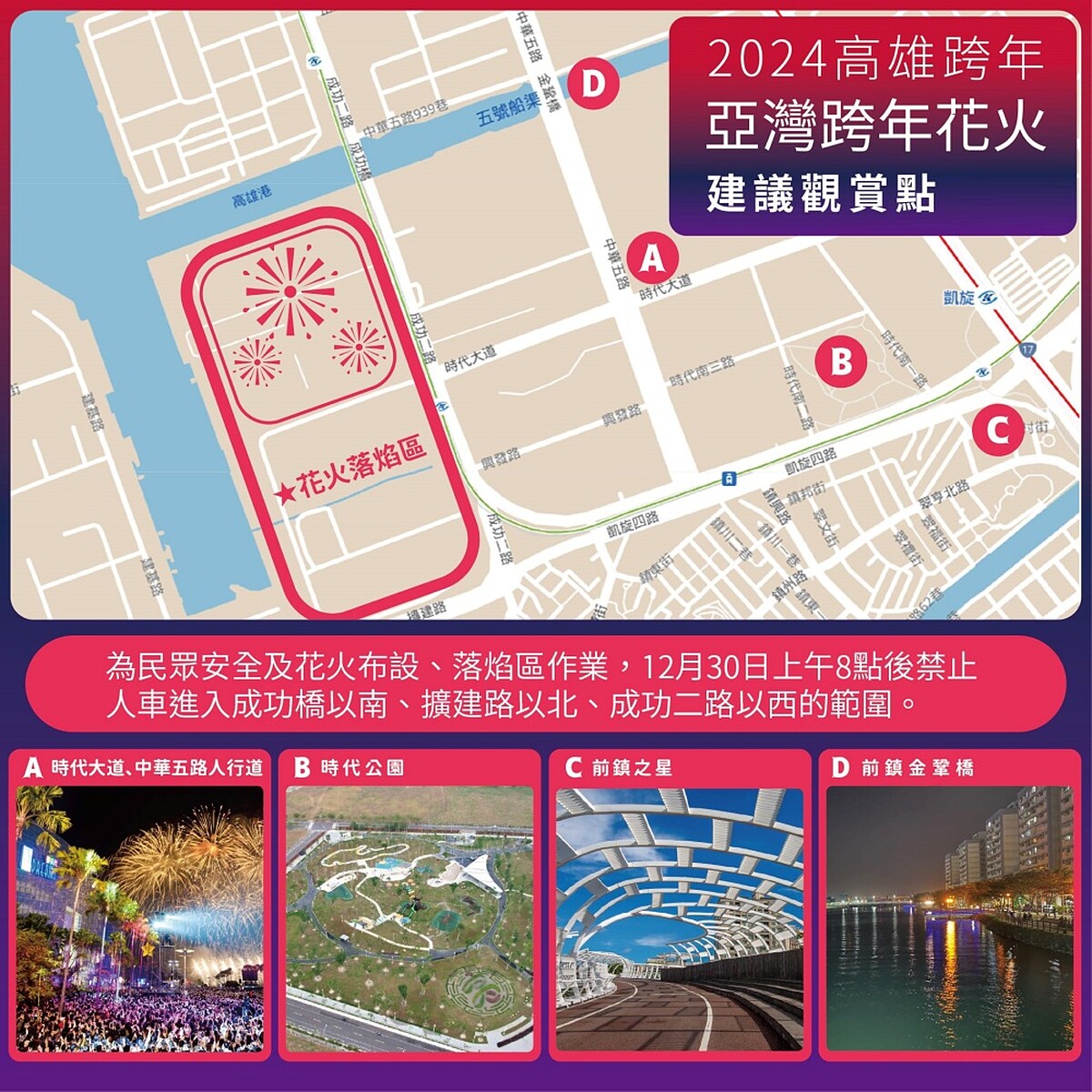 2024高雄跨年煙火最佳觀賞點