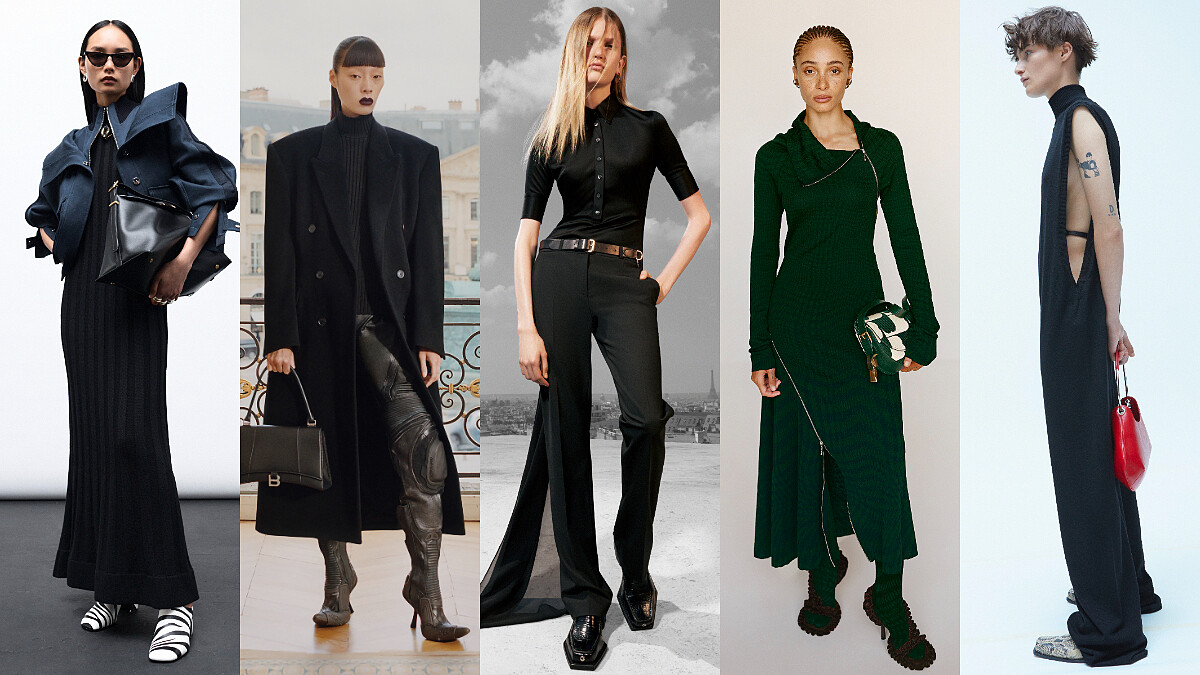 2024全黑系先鋒造型盤點，未來細節、單件洋裝...汲取新年穿搭靈感
