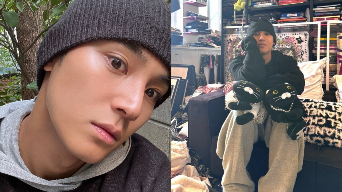 SEVENTEEN 珉奎私下也很愛戴毛帽來搭配帽 T 、衛衣、棉褲的休閒裝扮。