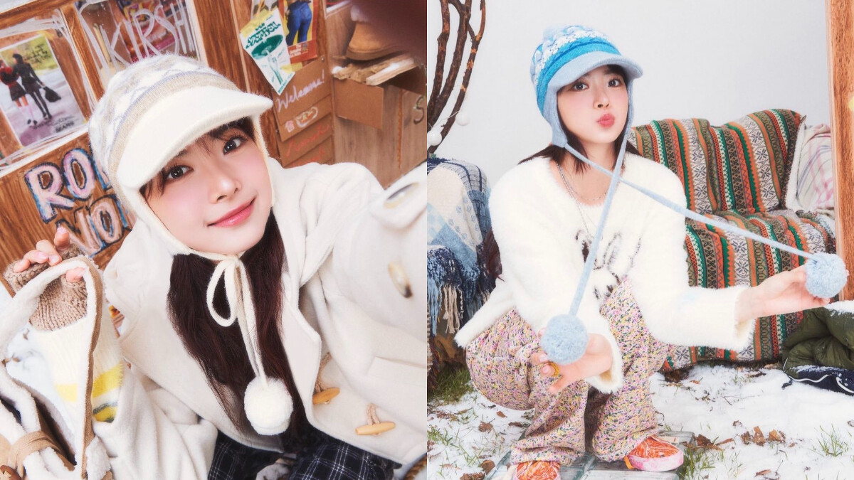 LE SSERAFIM 最小成員洪恩採年僅16歲，戴上毛球毛帽果然毫無違和，可可愛愛。