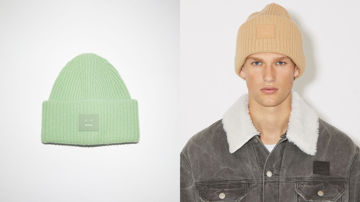 Acne Studios 大臉標誌毛線毛帽，NT$6,300。