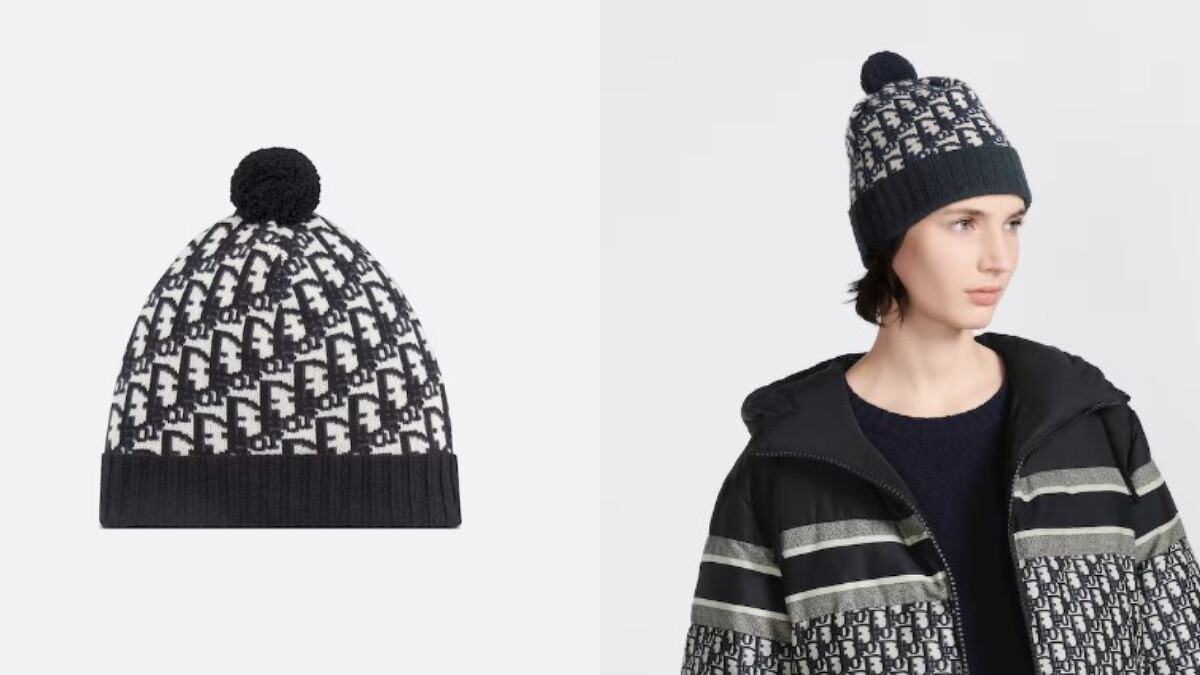 DIOR OBLIQUE 絨球軟毛帽，NT$23,000。