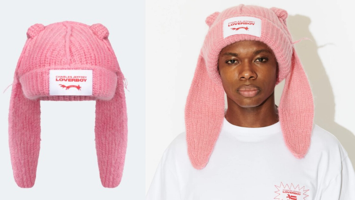 Charles Jeffrey Loverboy 兔子厚毛線帽。