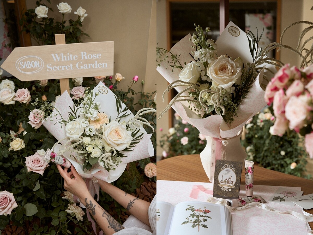 SabonX浪花花藝玫瑰香頌系列當日鮮花花束。