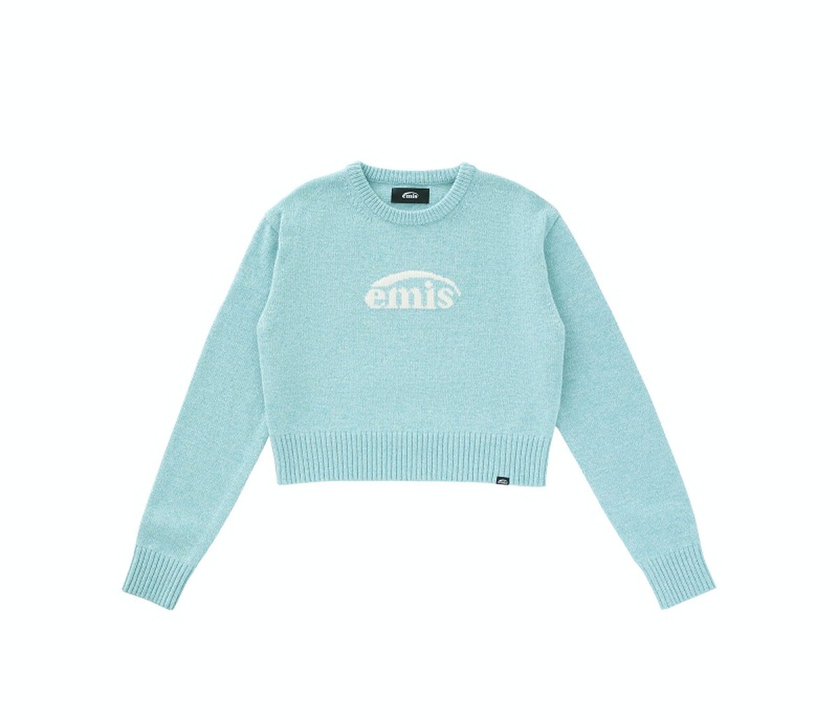 短LOGO提花羊毛毛衣-薄荷色 約台幣NT.3,500