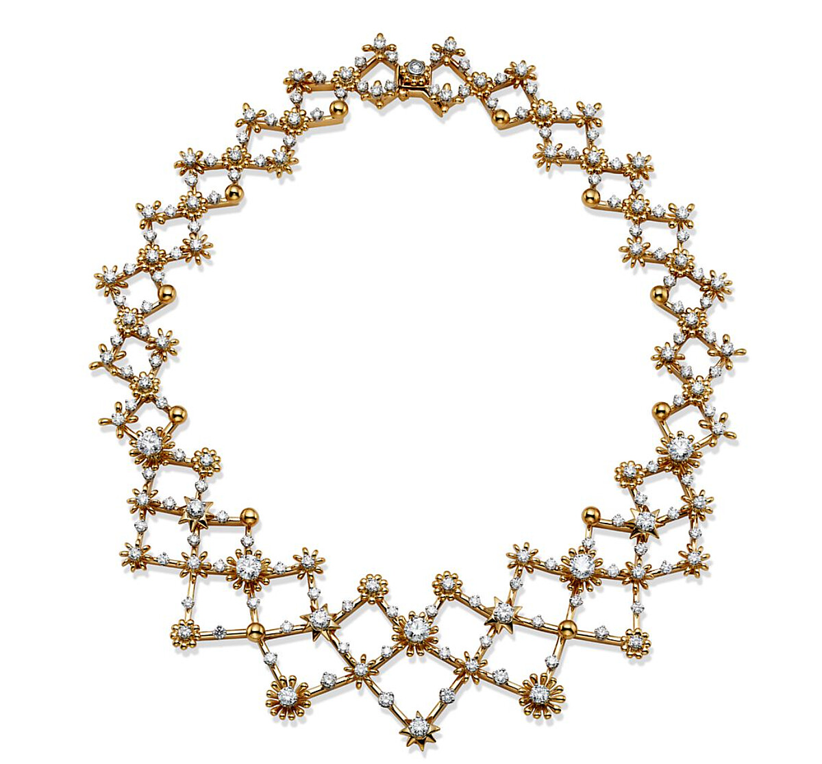 Jean Schlumberger by Tiffany Flowers and Stars 18k金與鉑金鑽石項鍊