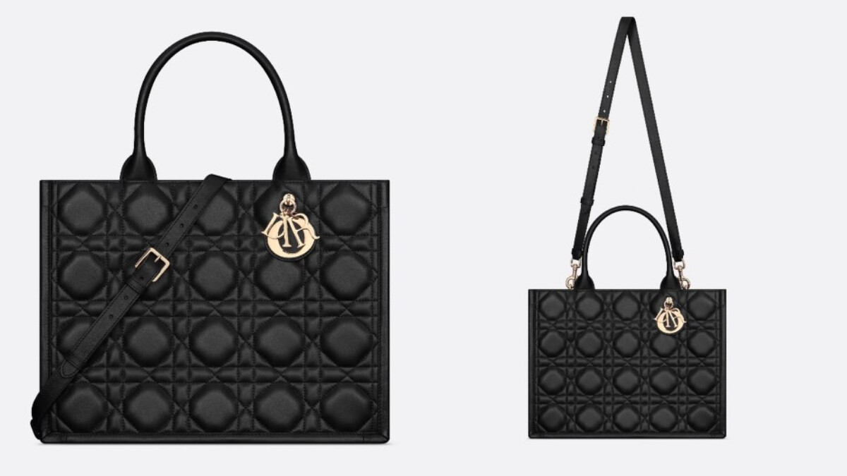 Dior Book Tote 經典黑籐格紋皮革中型款托特包，NT$ 130,000。