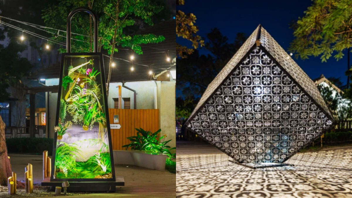 勝利星村燈區-超大型日式行燈《繁花盛艷》、位於巷弄交會處的《微光花影》