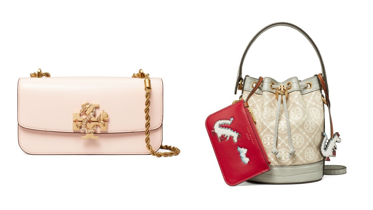 Tory Burch Eleanor小號矩形肩背包 NT.32,900、T Monogram 迷你雲朵水桶包 NT.19,900