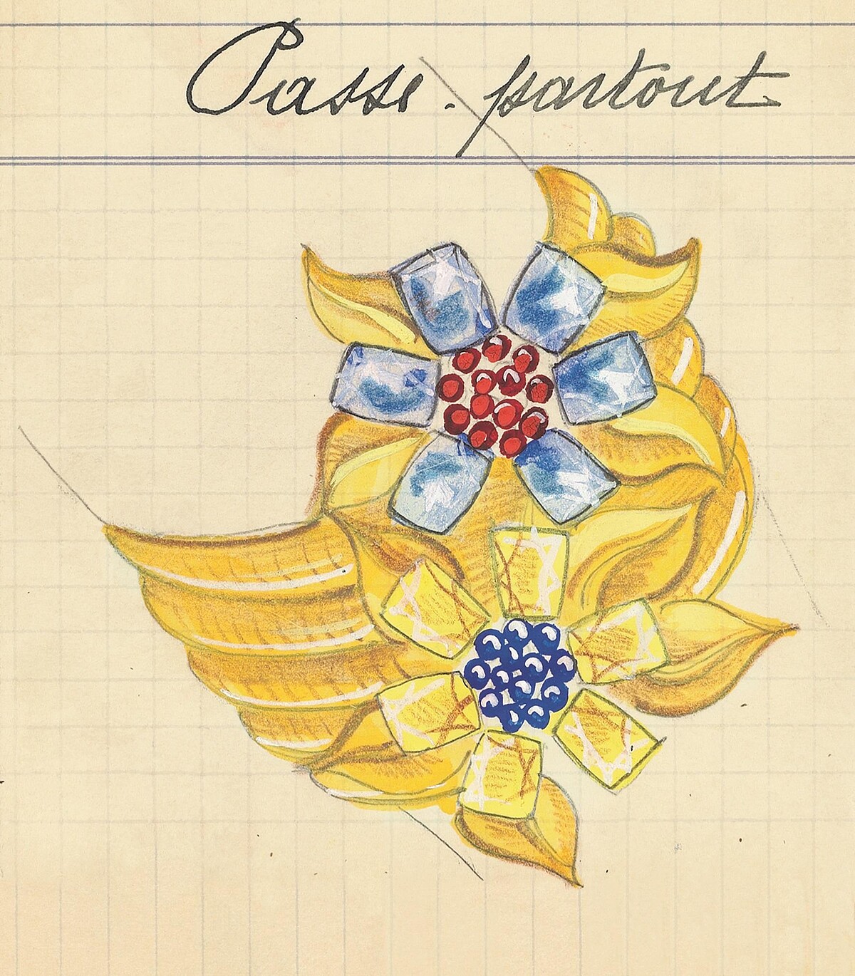 Flower Passe-Partout珠寶產品紀錄卡，創作於1938年