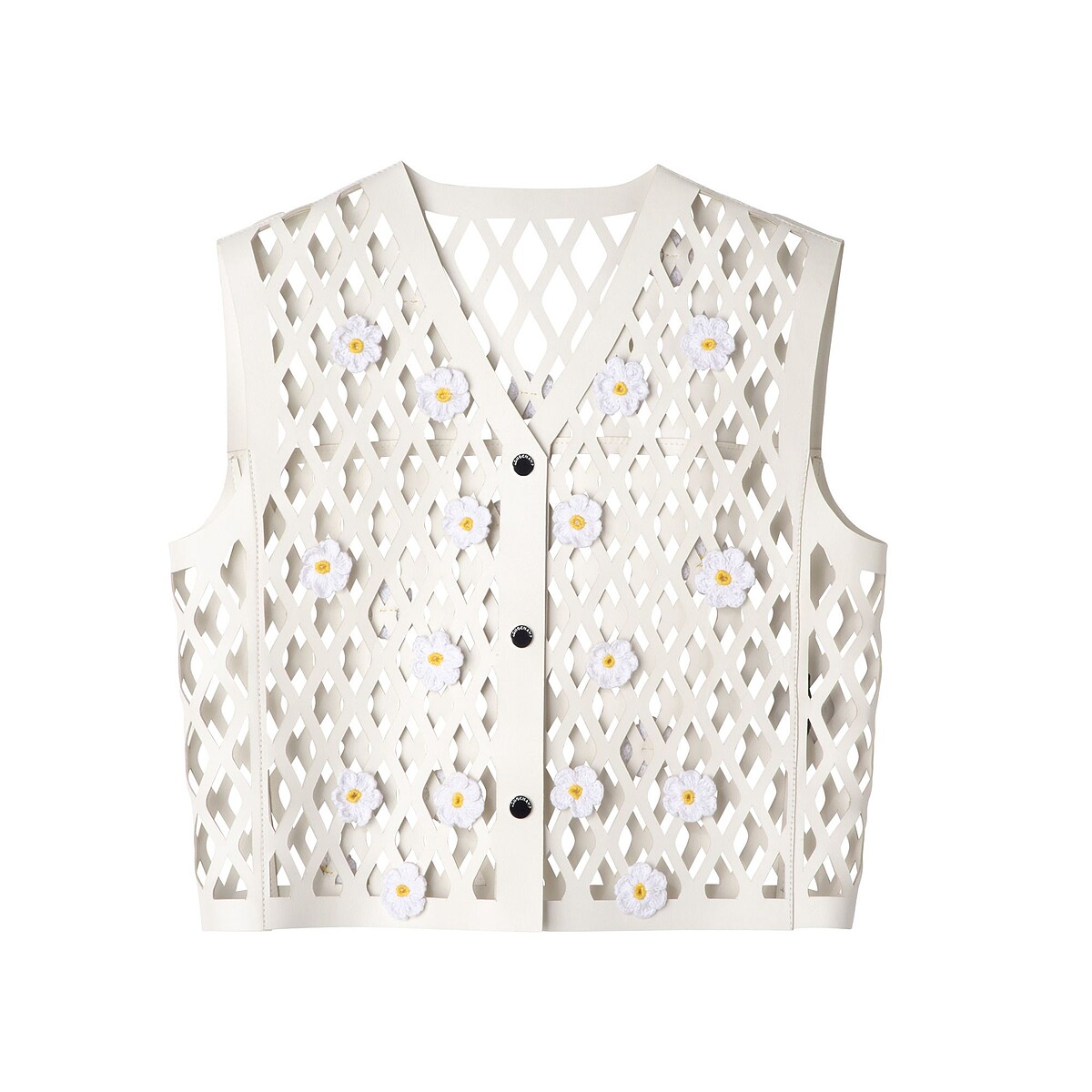 Longchamp皮革無袖開襟衫，NT$72,100。