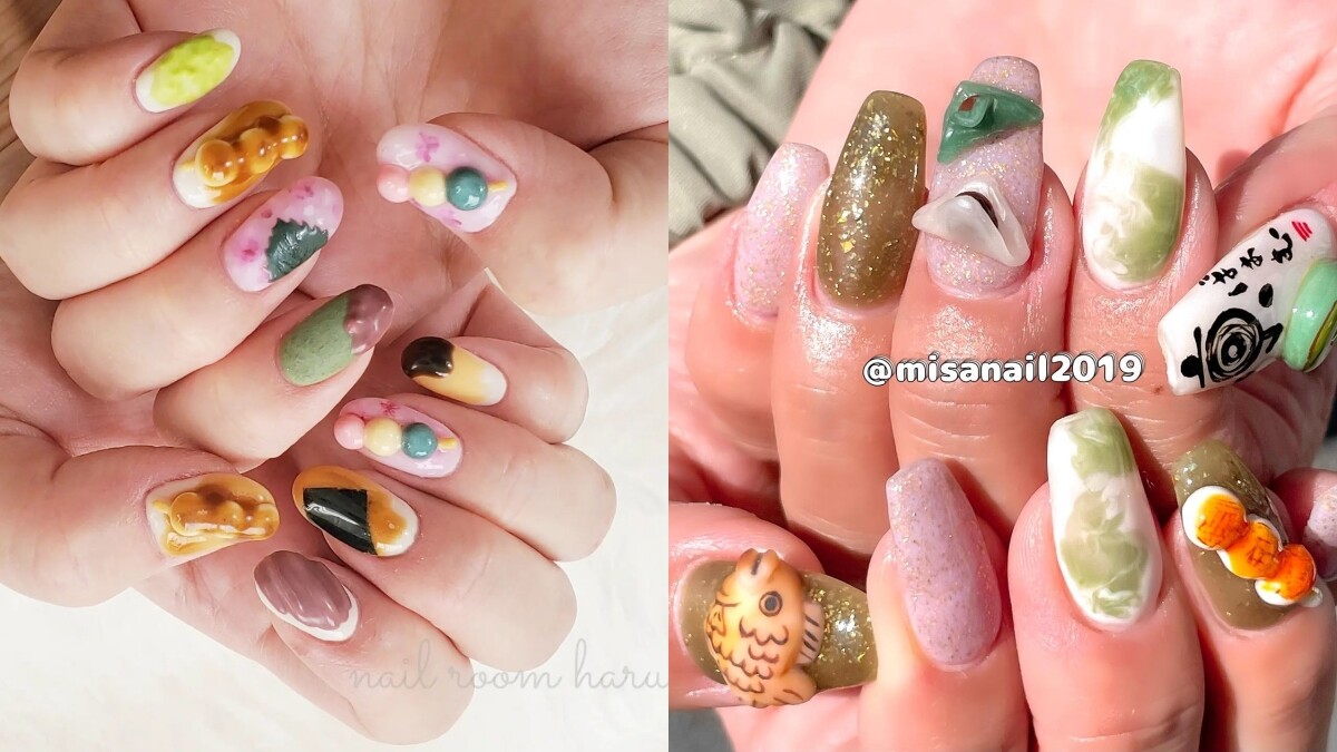 2024春夏美甲推薦：甜美又有氣質的「和菓子美甲」，把日式醬油糰子、草莓大福放指尖