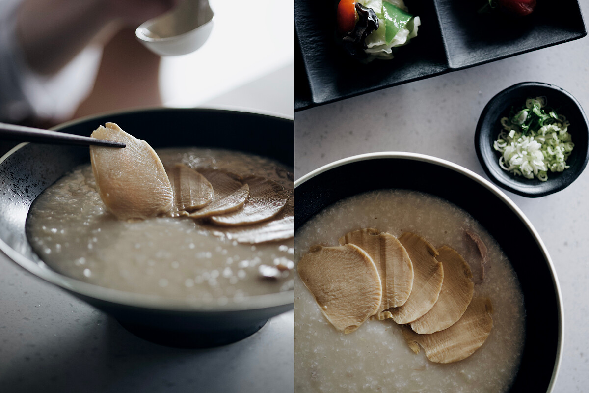 早餐有「海陸鮑魚粥」,豐盛美味。