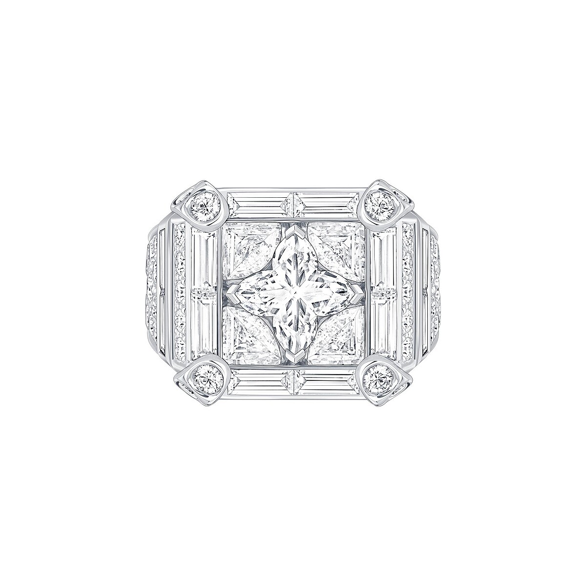 路易威登高級珠寶白金鑲鑽戒指