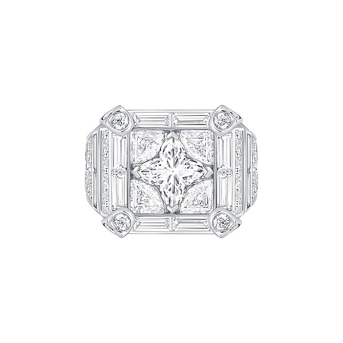 路易威登高級珠寶白金鑲鑽戒指