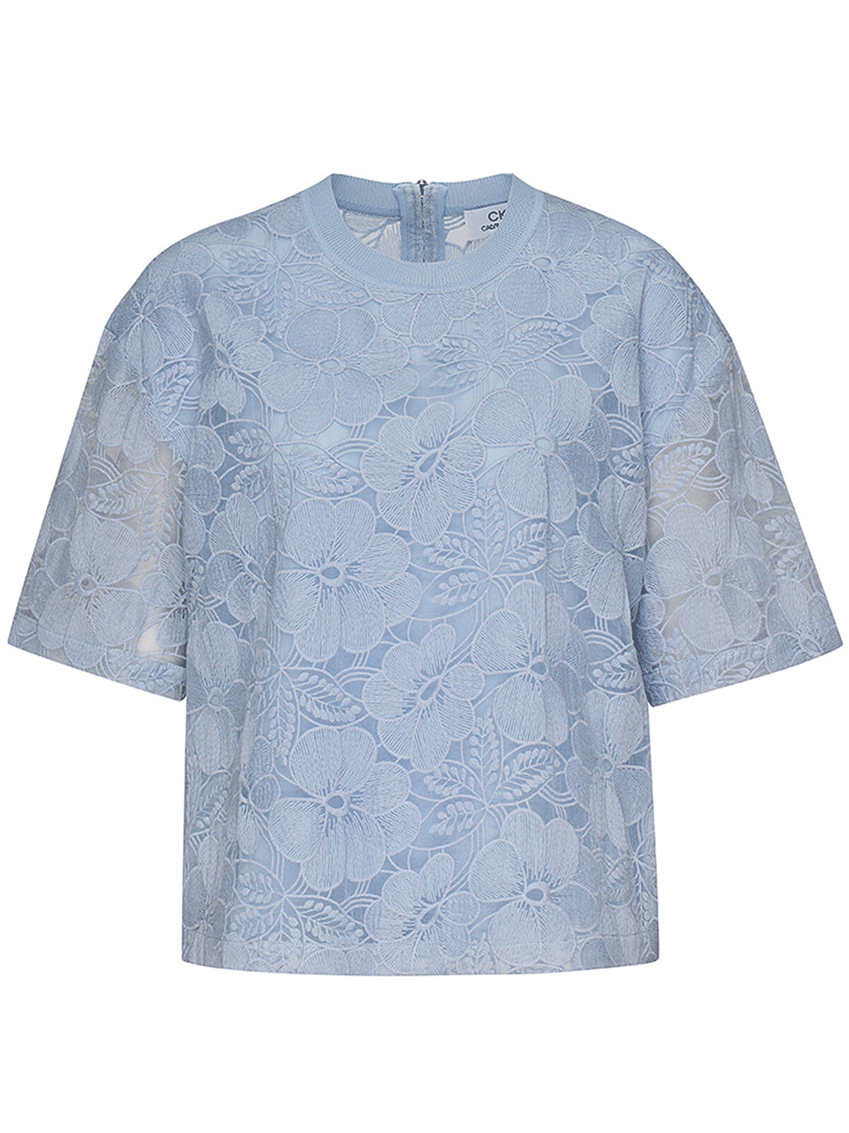 ck Calvin Klein SS24 Women 淺藍色花卉蕾絲 Eden 上衣，NT10,990。