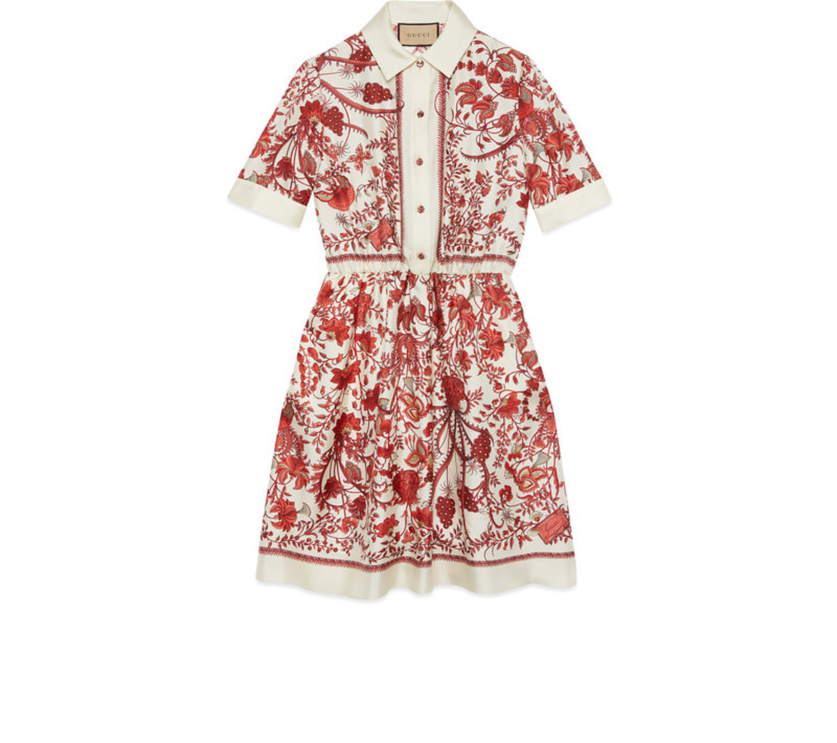 GUCCI 紅色圖樣洋裝，NT109,000。