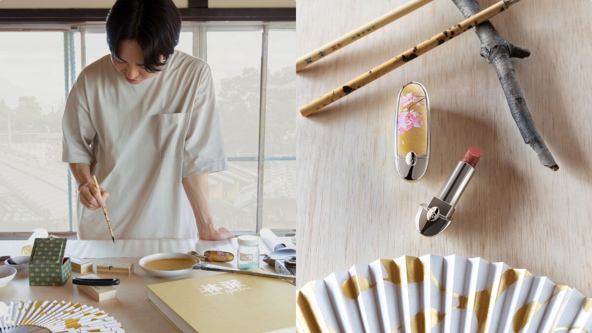 日本藝術家品川亮創作嬌蘭紅寶之吻高訂唇膏月見粉櫻限定版過程。