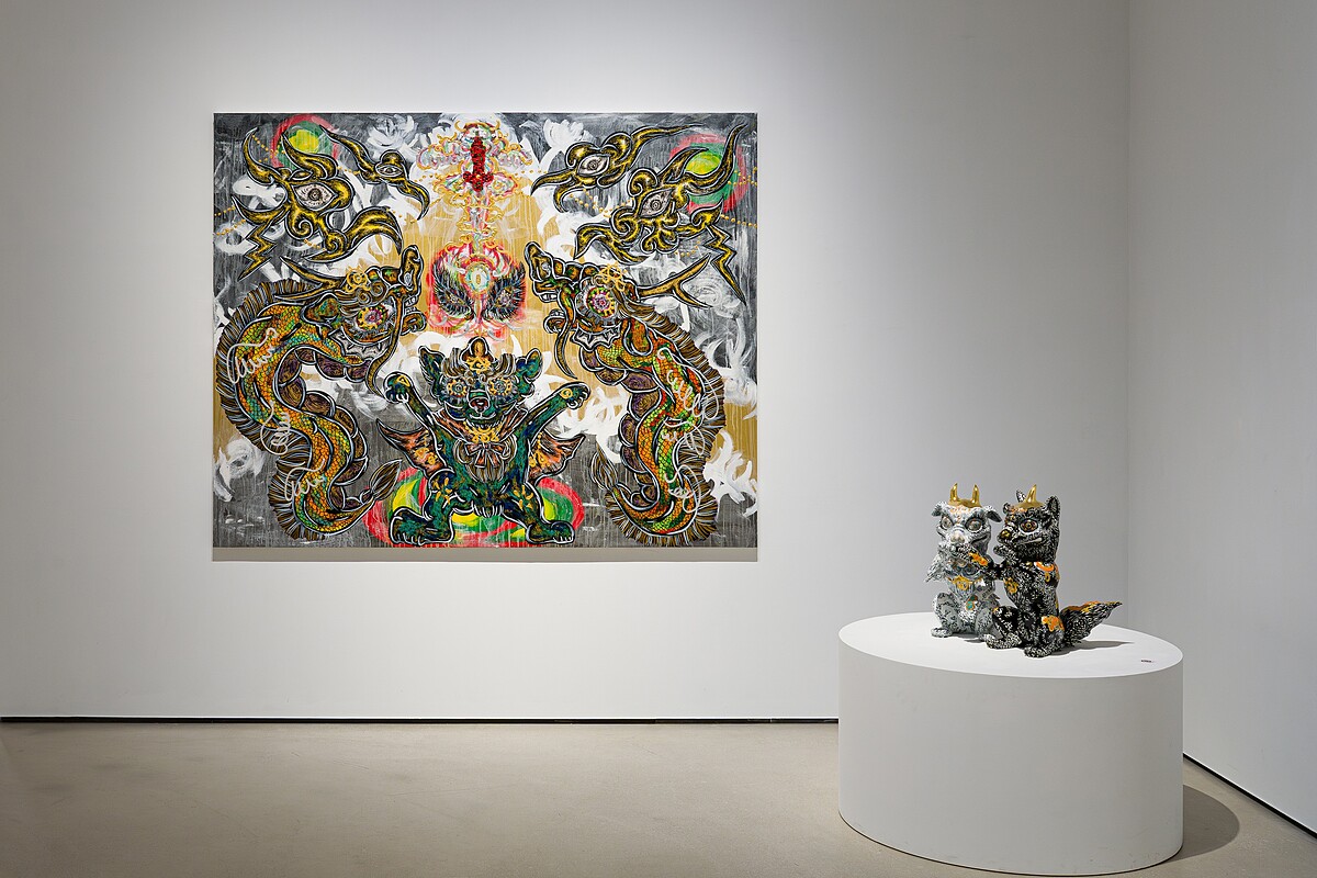 小松美羽 Miwa Komatsu, 讚美圍繞的恩典之日 Praise the Days of Grace That Surround You, 2024, 壓克力、畫布 Acrylic on canvas, 181.0 x 227.0 cm 