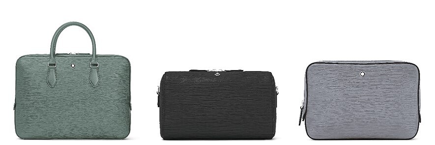 MONTBLANC 4810系列薄型公文包(NT$56,700)、142斜背包(NT45,400)、袖珍信差包(NT$30,300)。