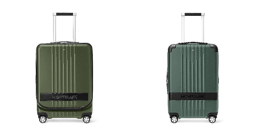 MONTBLANC #MY4810行李箱系列登機行李箱(附前袋)(NT$35,900)及小型登機行李箱(NT32,100)。