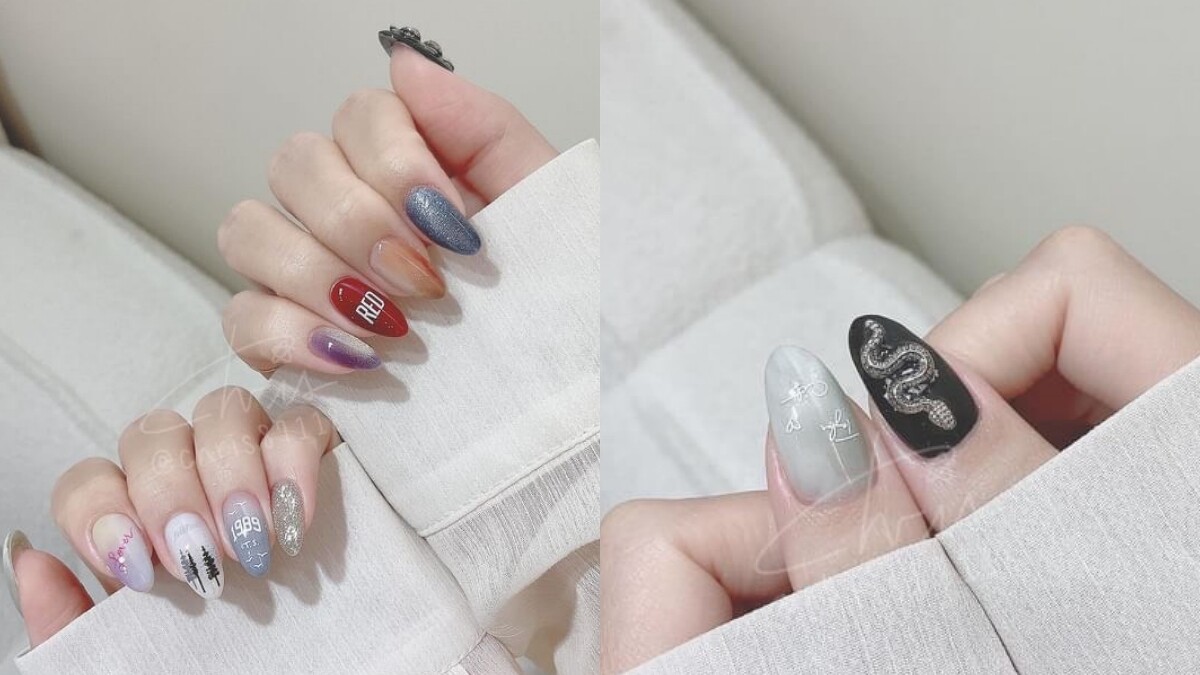 Chris87118設計的泰勒絲美甲貼紙,實際上做出來的效果。